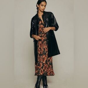 Maeve Faux Leather Crinkled Coat NWOT